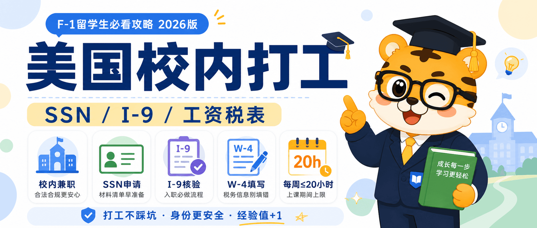 美国留学生第一次校内打工SSN和I9工资税表看明白2026版