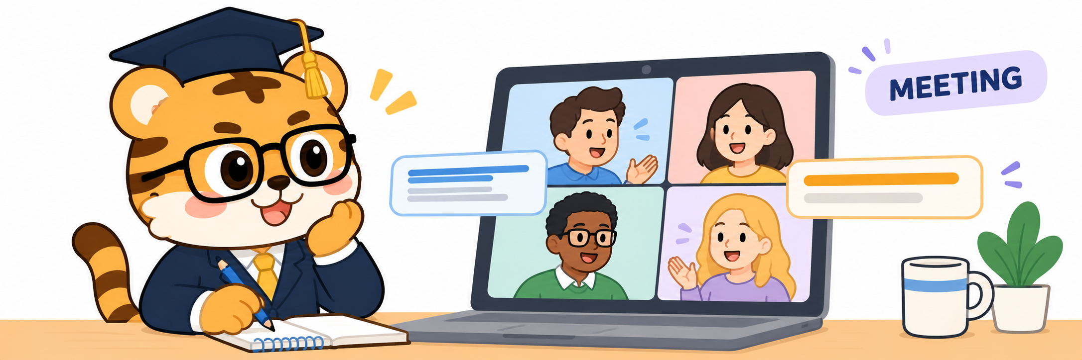 English online meeting with live translation captions